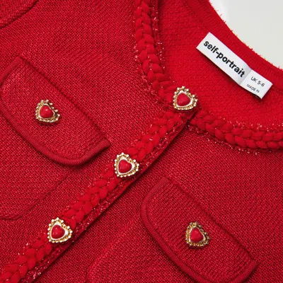 Self-portrait Self Portrait Girls Knitted Pleat Dress In Red