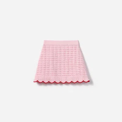 Self-portrait Girls Textured Knit Heart Detail Skirt In Pink