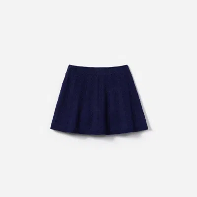 Self-portrait Pointelle-knit Embellished Skirt In Blue