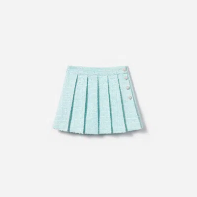 Self-portrait Self Portrait Girls Boucle Flower Sequin Skirt In Blue