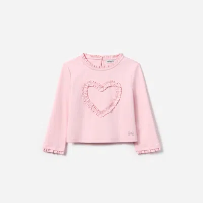 Self-portrait Girls Jersey Ruffle Heart Top In Pink