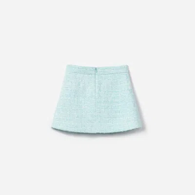 Self-portrait Self Portrait Girls Boucle Flower Sequin Skirt In Blue