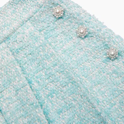 Self-portrait Self Portrait Girls Boucle Flower Sequin Skirt In Blue