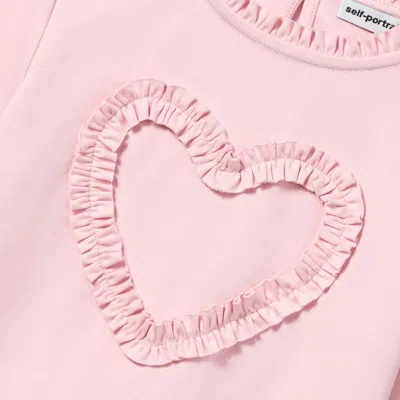 Self-portrait Girls Jersey Ruffle Heart Top In Pink
