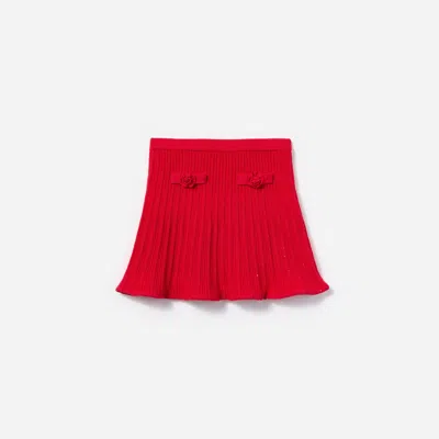 Self-portrait Ribbed-knit Skirt In Red