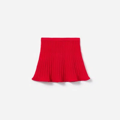 Self-portrait Ribbed-knit Skirt In Red