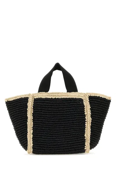 Marni Raffia Shopping Bag Contrast Stitching