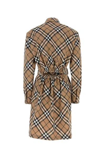 Burberry Waist Belted Shirt Dress With Checked Pattern