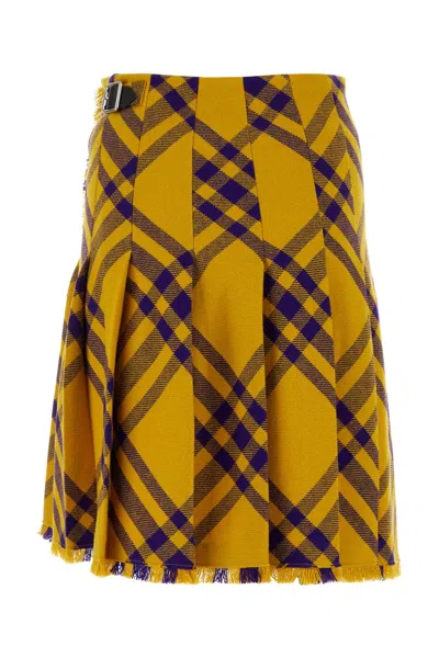 Burberry Check Fringed-edge Kilt Wrap Skirt