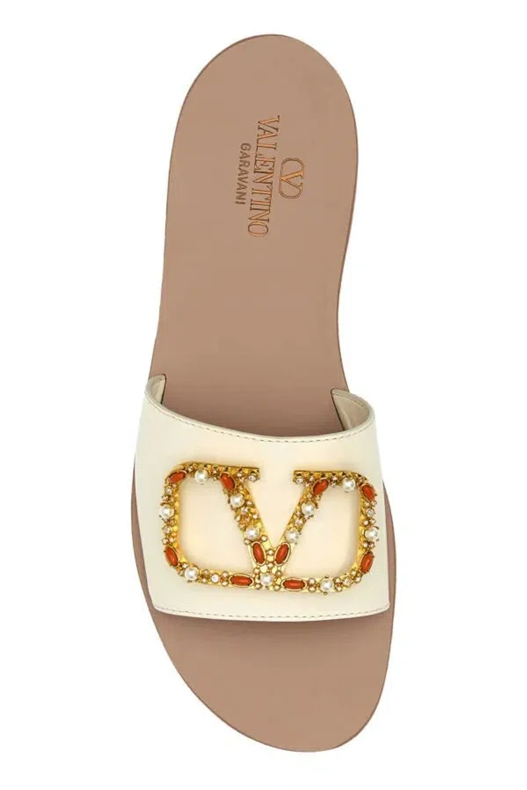 Valentino Garavani Vlogo Medallion Raffia Slide Sandals In