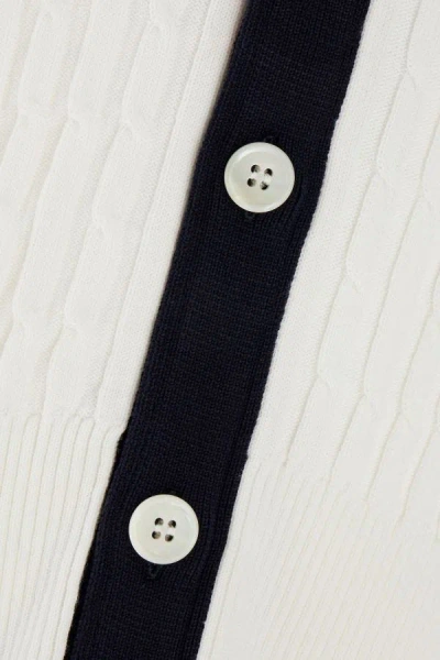 【送料&関税込】Thom Browne baby Cable Rib Stitch Cotton Pul Thom Browne White Placed Baby Cable Rib Stitch V Neck Card