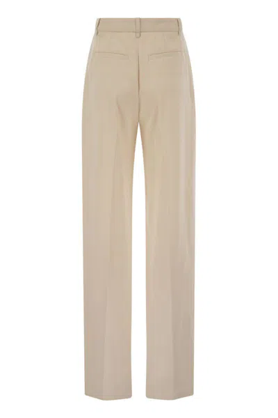 Elisabetta Franchi Crepe Trousers With Contrast Stitching In Yellow