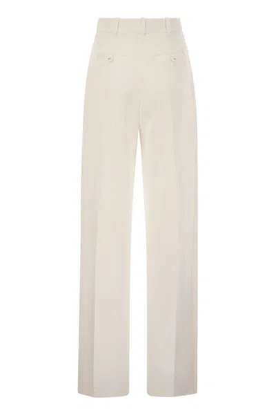 Elisabetta Franchi Women's Crepe Trousers With Satin Details In Beige