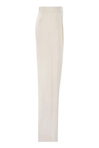 Elisabetta Franchi Women's Crepe Trousers With Satin Details In Beige