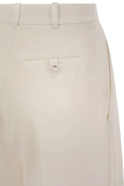 Elisabetta Franchi Women's Crepe Trousers With Satin Details In Beige