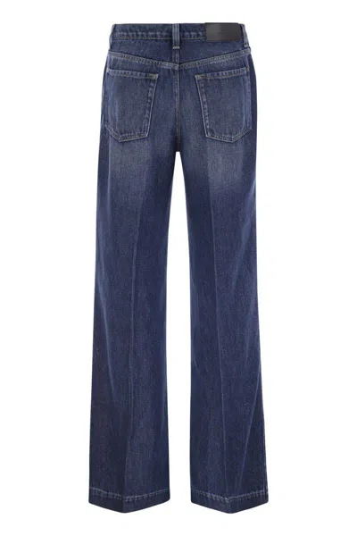 7 For All Mankind Flared Leg Denim Jeans In Navy
