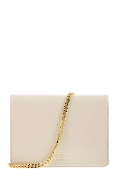 Shop Elisabetta Franchi Small Shoulder Strap With Logo Plaque In Yellow