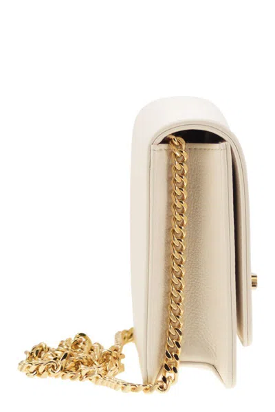 Elisabetta Franchi Cream-colored Bag With A Gold Chain Shoulder Strap In Yellow