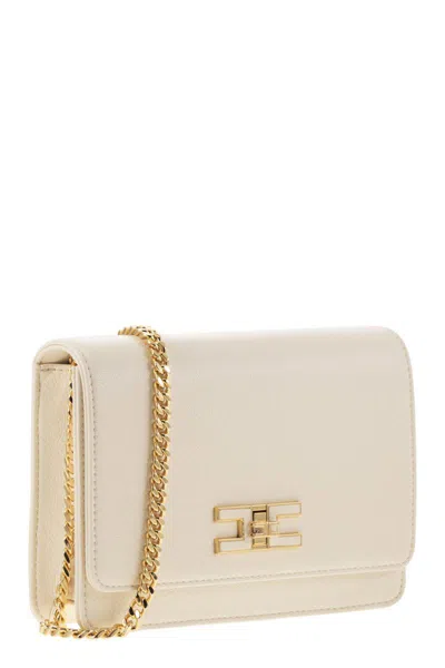 Shop Elisabetta Franchi Small Shoulder Strap With Logo Plaque In Yellow