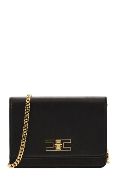 Elisabetta Franchi Small Shoulder Strap With Logo Plaque In Black