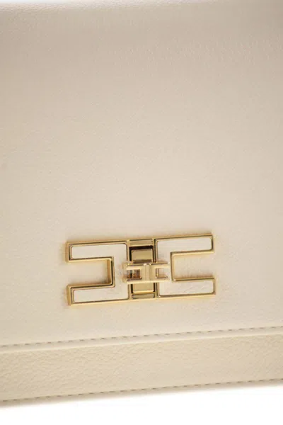 Elisabetta Franchi Cream-colored Bag With A Gold Chain Shoulder Strap In Yellow
