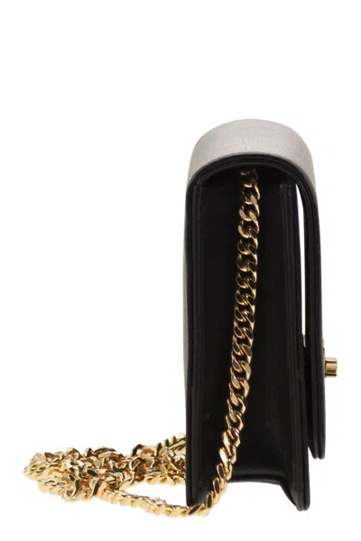 Elisabetta Franchi Small Shoulder Strap With Logo Plaque In Black
