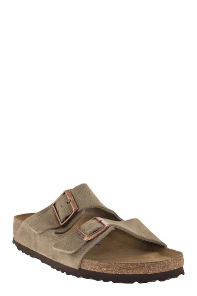 Birkenstock 'arizona' Beige Slip-on Sandals With Engraved Logo In Brown