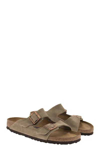 Birkenstock 'arizona' Beige Slip-on Sandals With Engraved Logo In Brown