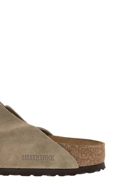 Birkenstock 'arizona' Beige Slip-on Sandals With Engraved Logo In Brown