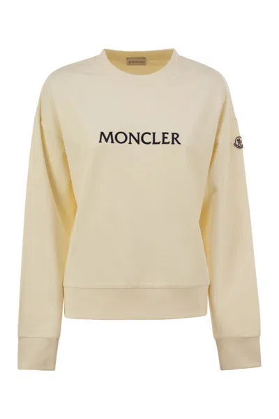 Moncler Women Logo Embroidery Sweatshirt In White