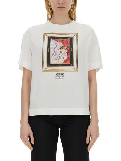 Moschino Enver Satin Blouse Still Life With Heart In White