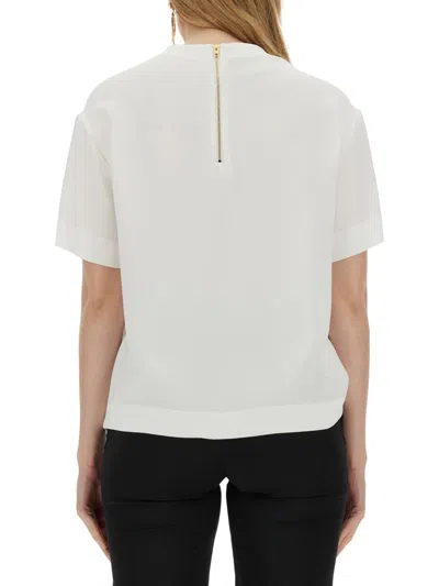 Moschino Enver Satin Blouse Still Life With Heart In White