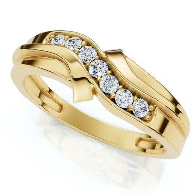 Pompeii3 Men's Diamond Curve Polished Wedding Ring Lab Grown 10k Gold In Multi