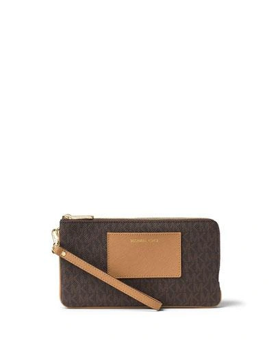 Michael Michael Kors Bedford Large Double-zip Wristlet, Brown/peanut In Brown Peanut