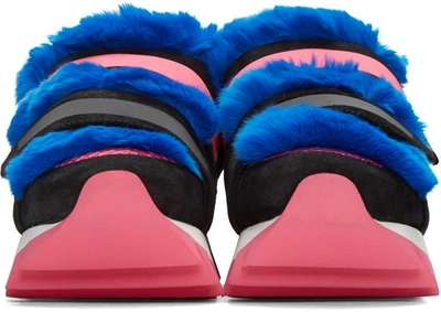 Shop Dolce & Gabbana Tricolor Fur Velcro Sneakers