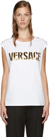 VERSACE White & Gold Logo Tank Top