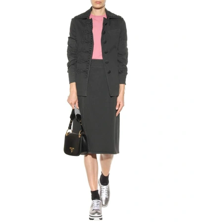 Shop Prada Cotton Skirt In Black