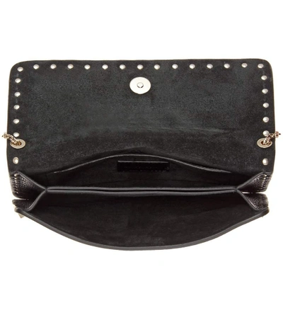 Shop Valentino Garavani Rockstud Leather Shoulder Bag In Black