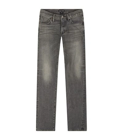 Tom Ford Washed Slim Cotton Jeans In Grey