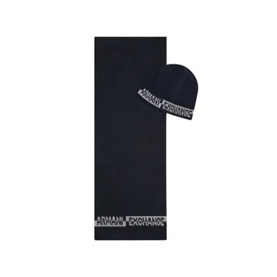 Armani Exchange Set With Scarf And Hat In Blue