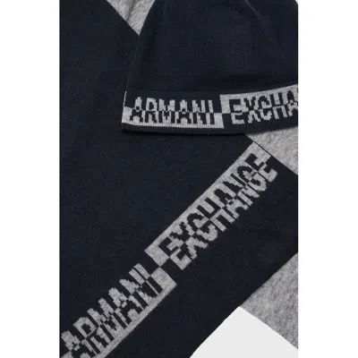 Armani Exchange Set With Scarf And Hat In Blue