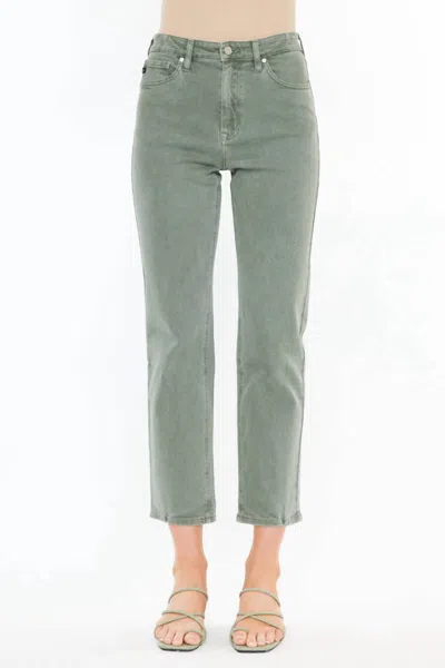 Kancan Zandria Ultra High Rise 90's Straight Leg Jean In Olive In Green