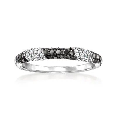 Ross-simons Black And White Diamond Striped Ring In Sterling Silver In Black