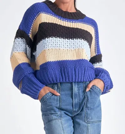 ELAN UBAH STRIPE SWEATER IN BLUE 