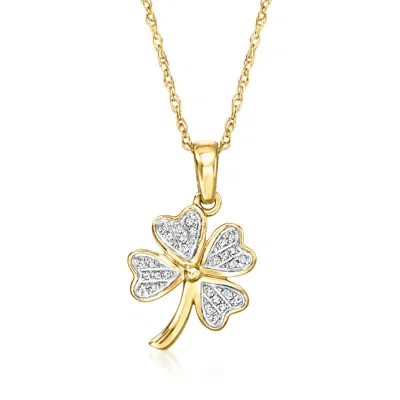 Ross-simons Diamond Clover Pendant Necklace In 14kt Yellow Gold In Multi