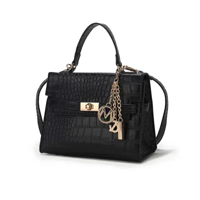 Mkf Collection By Mia K Naomi Vegan Crocodile Leather Women's Satchel By Mia K In Black