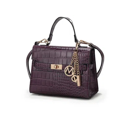 Mkf Collection By Mia K Naomi Vegan Crocodile Leather Women's Satchel By Mia K In Purple