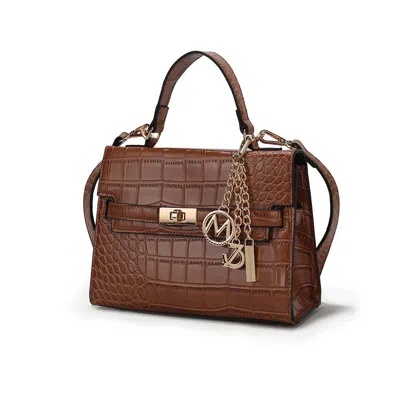 Mkf Collection By Mia K Naomi Vegan Crocodile Leather Women's Satchel By Mia K In Brown
