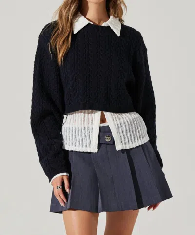 Astr Jorah Sweater Top In Midnight In Multi