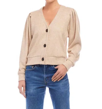 Fifteen Twenty Madeline Pleated Sleeve Cardigan In Brown